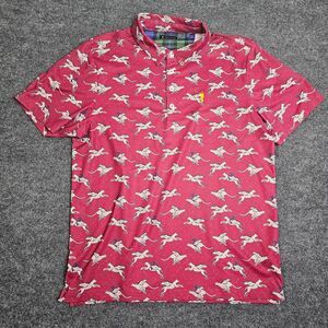 William Murray Performance Golf Polo Men L Here Kitty Kitty Flying Cheetah Shirt